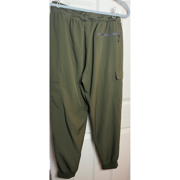 Womens Olive Green Cargo Jogger Pants Elastic Waist Drawstring Hiking Utility M - Picture 6 of 6